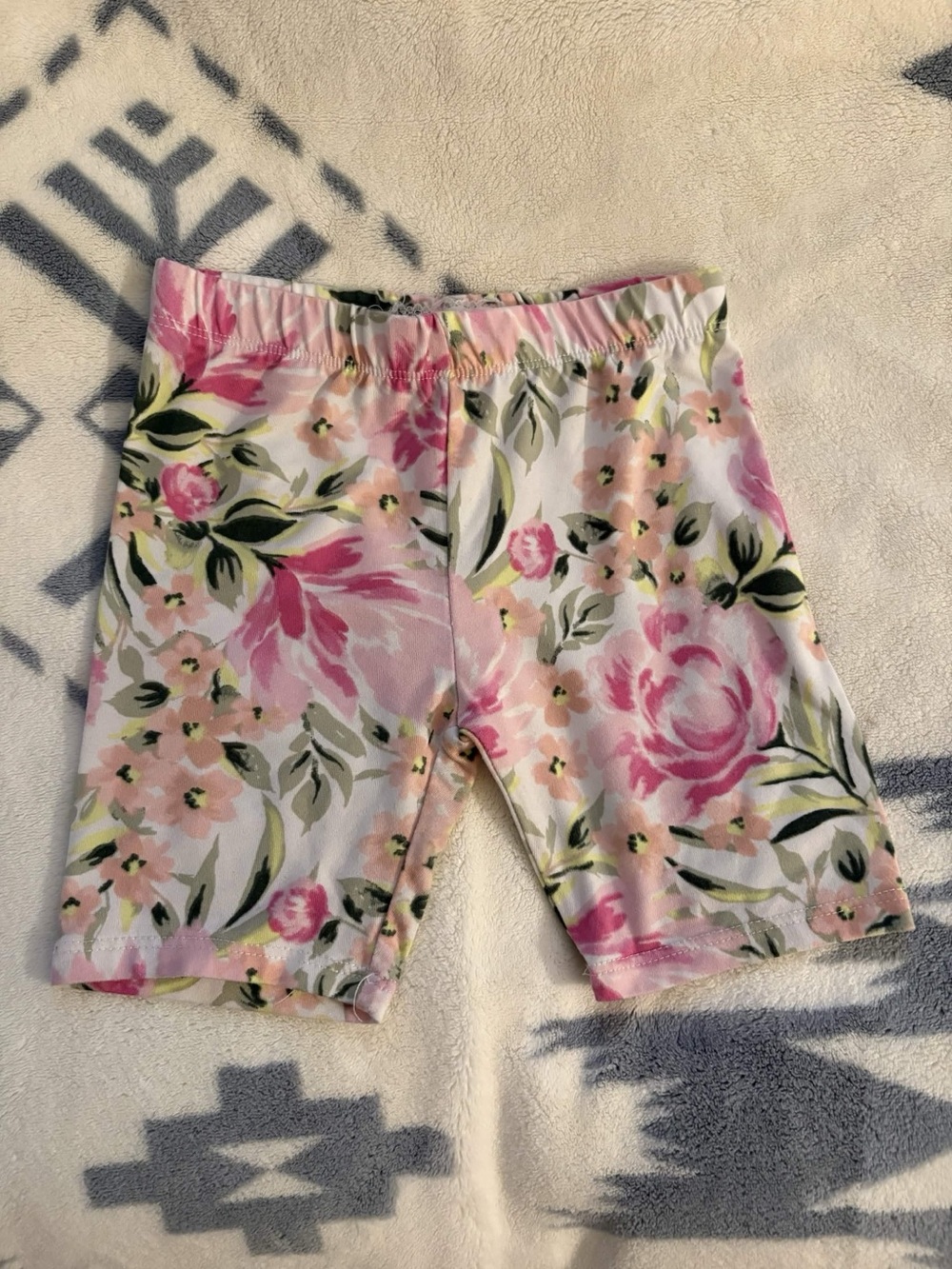 btween Pink Floral Knit Bike Shorts
